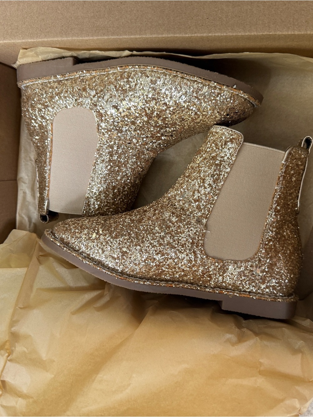 Crewcuts J.Crew Kids' Gold Glitter Chelsea Boots Size K1